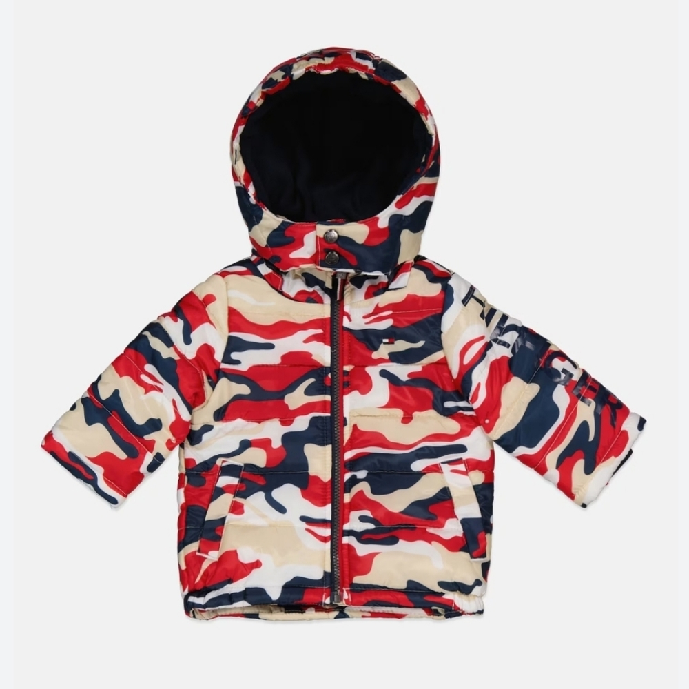 Tommy Hillfiger Baby Boy & Toddler red blue Camo Puffer Jacket 2T  NWT
